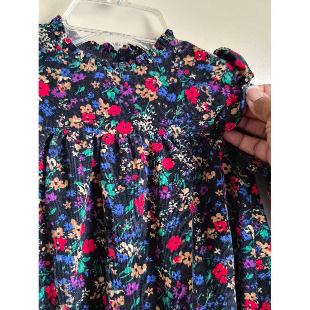 Baby Gap Girls Navy Floral Corduroy Ruffle Long Sleeve Dress 5T Toddler - Picture 6 of 7